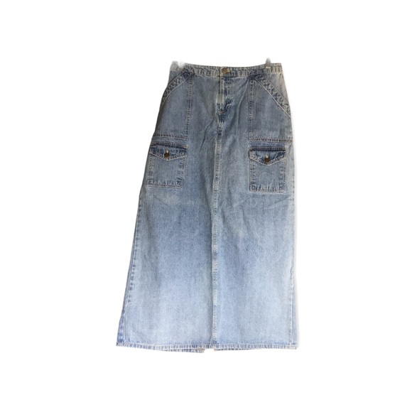Vintage long denim Prairie jean skirt 8 80s 90s - Picture 2 of 12